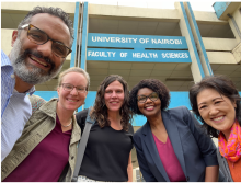 UW pediatric team visited Kenyatta National Hospital, Nairobi. The picture shows Maneesh, Amelie, Emily, Leslie and Suzinne in front of the hospital. The team met with partners at the Dept of Paediatrics.